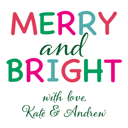 Cheerful Merry & Bright Holiday Sticker