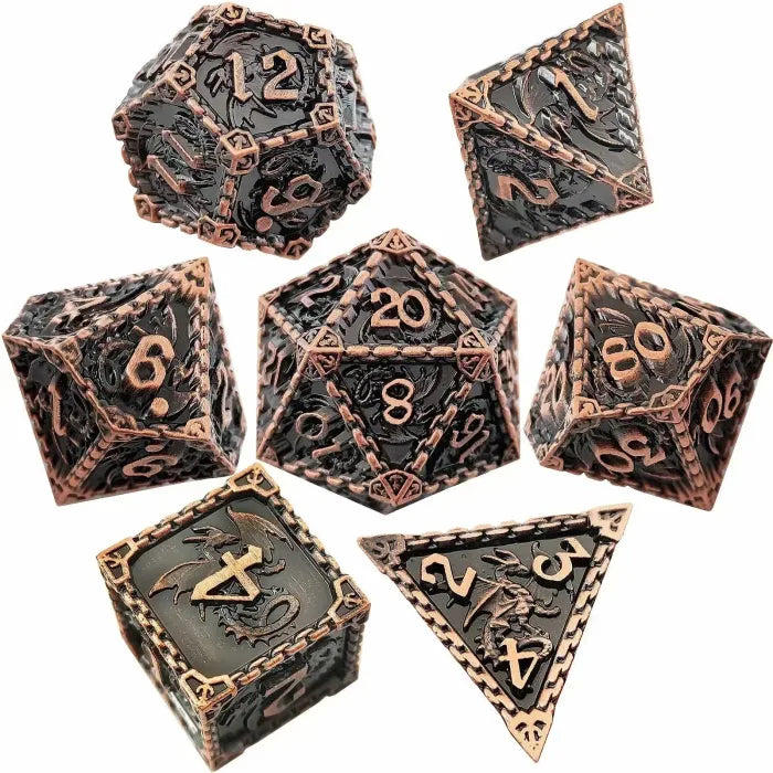 7pcs Metal Dice Set Zinc Alloy Solid Dice for COC Running Group DND Cthulhu TRPG Board Game Polyhedral Dice Desktop Decoration