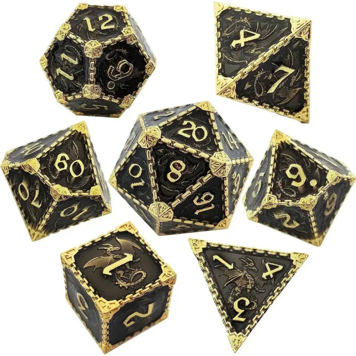 7pcs Metal Dice Set Zinc Alloy Solid Dice for COC Running Group DND Cthulhu TRPG Board Game Polyhedral Dice Desktop Decoration