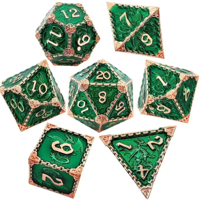 7pcs Metal Dice Set Zinc Alloy Solid Dice for COC Running Group DND Cthulhu TRPG Board Game Polyhedral Dice Desktop Decoration