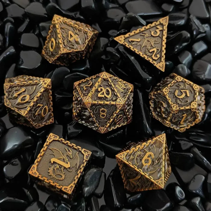 7pcs Metal Dice Set Zinc Alloy Solid Dice for COC Running Group DND Cthulhu TRPG Board Game Polyhedral Dice Desktop Decoration