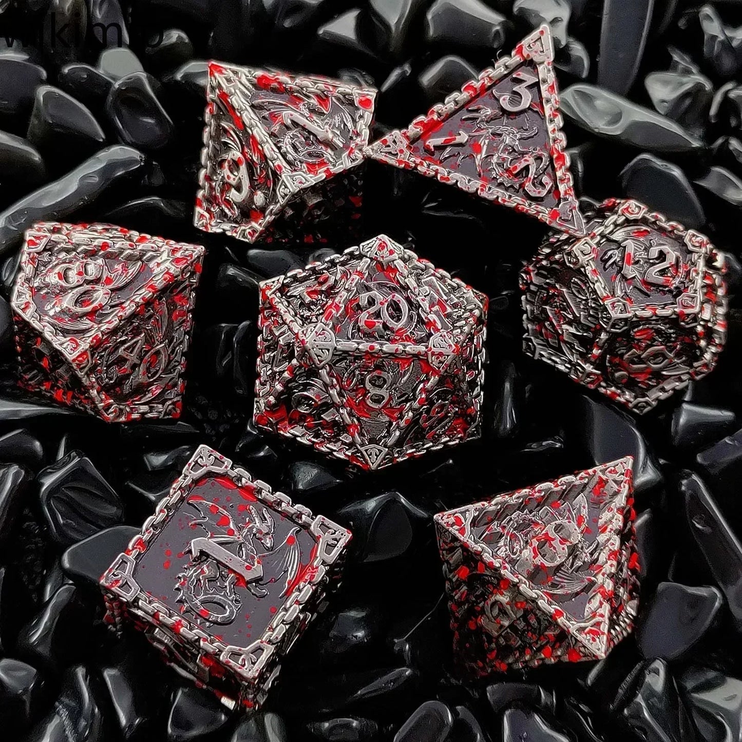 7pcs Metal Dice Set Zinc Alloy Solid Dice for COC Running Group DND Cthulhu TRPG Board Game Polyhedral Dice Desktop Decoration