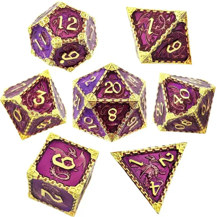 7pcs Metal Dice Set Zinc Alloy Solid Dice for COC Running Group DND Cthulhu TRPG Board Game Polyhedral Dice Desktop Decoration